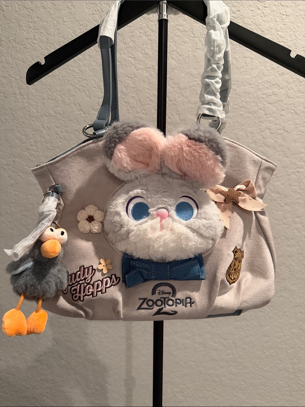 Disney Zootopia 2 Judy Hopps Plush Shoulder Bag - Gray, Pink, Blue, Orange